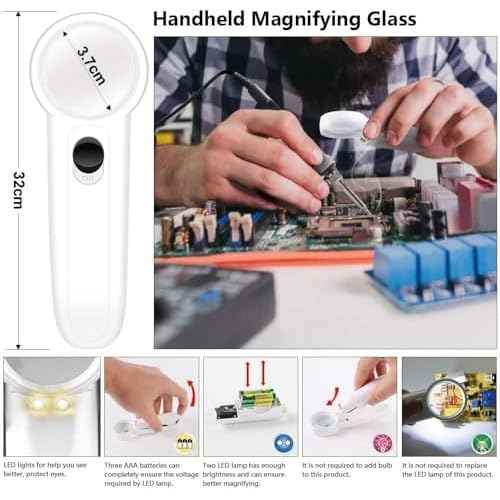 Soldering Iron Kit Electronics, 21-in-1, 90W Adjustable Temperature Soldering Iron, 5pcs Soldering Iron Tips, Soldering Iron Stand, Desoldering Pump, Magnifier, Solder Wire, Tweezer, PU Carry Bag