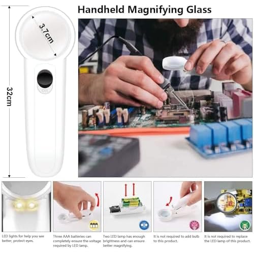 Soldering Iron Kit Electronics, 21-in-1, 90W Adjustable Temperature Soldering Iron, 5pcs Soldering Iron Tips, Soldering Iron Stand, Desoldering Pump, Magnifier, Solder Wire, Tweezer, PU Carry Bag