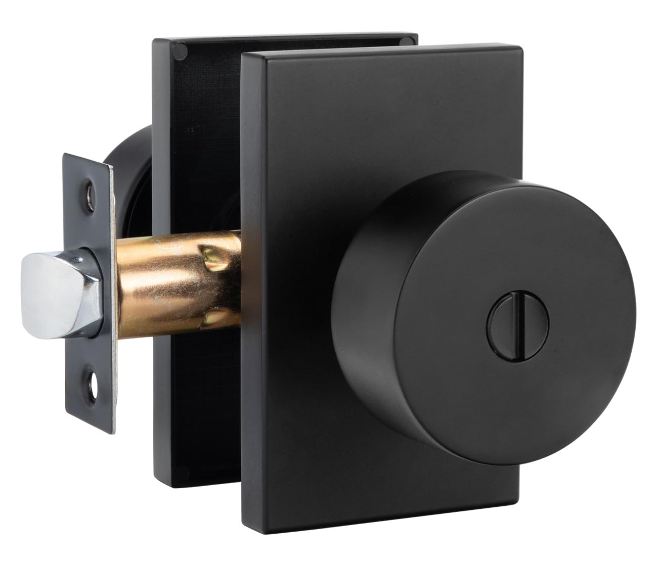 Goldenwarm Black Door Knob Interior, Zinc Alloy Matte Black Privacy Door Knobs for Bedroom Bathroom, Heavy Duty Modern Interior Door Knob (1 Pack)