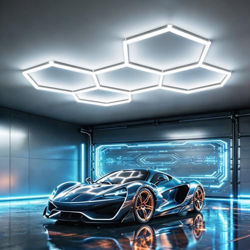Bevenus 5-Grid Hexagon Garage LED Light 168W 6500K Super Bright Ceiling Fixture