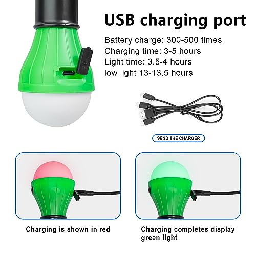 Jarxin 4 Pack USB Rechargeable LED Camping Lanterns - Black Outdoor Tent Lights