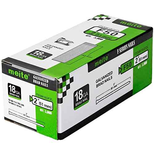 meite 18 Gauge Brad Nails, 2-Inch 18GA Brad Nails, Galvanized Nail Gun Nails for Pneumatic, Electric Brad Nailer Gun (5,000 Counts)