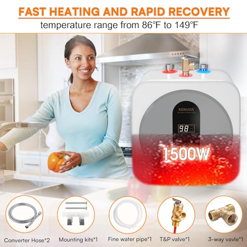 KENUOS 2.5 Gallon Under Sink Instant Hot Water Heater Gray 11.5x11.5x11in 120V