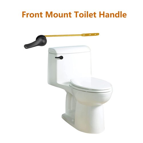Opzour Toilet Handle Replacement Kit, Toilet Flush Handle with Stainless Steel Flapper Chains, Universal Toilet Lever for Most Front Mount Toilets, Matte Black Toilet Flush Lever