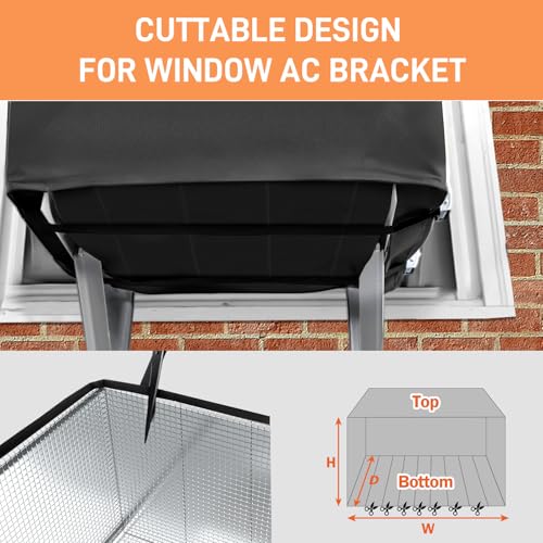 TOHONFOO Black Window Air Conditioner Cover 21"W x 15"H x 16"D - Heavy Duty, Insulated & Waterproof
