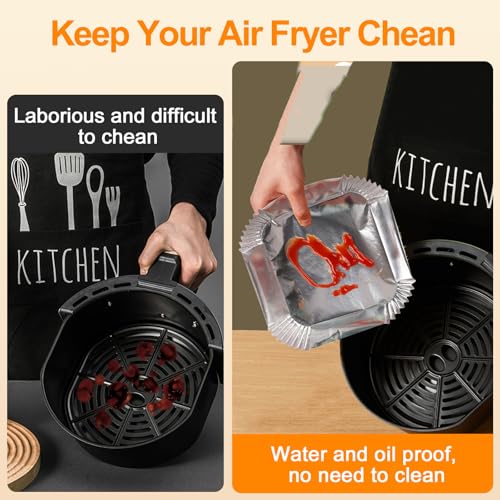 Air Fryer Liners, 100Pcs Aluminum Foil Air Fryer Disposable Paper Liner