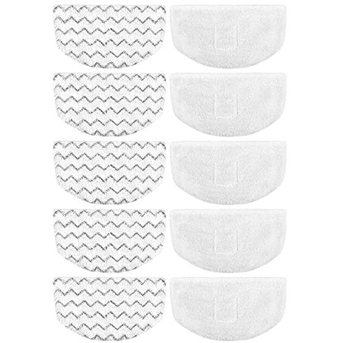 Extolife 10 Pack Steam Mop Replacement Pads for Bissell Powerfresh 1940 (2 Types: 5 plain + 5 scrub)