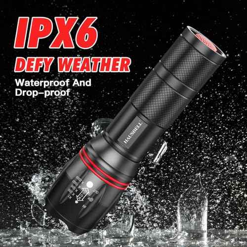 HAUSBELL A100 LED EDC Flashlights High Lumens,Bright, Zoomable, Waterproof, Powerful, Emergency Tactical LED Flashlights for Home and 5 Modes, Flashlight for Camping Gear¡¢Hiking¡¢Walking£¨2Pack£©