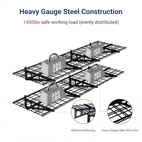 FLEXIMOUNTS 2-Pack 6ft Wall Mounted Garage Shelves Heavy Duty Storage Racks