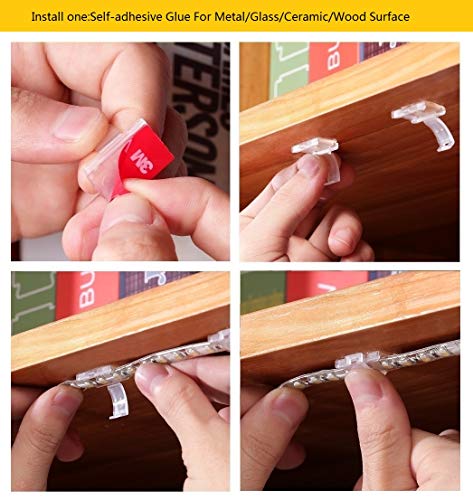 Threetwofour Clear LED Strip Light Mounting Clips Pack of 100 for 8-10mm Strips