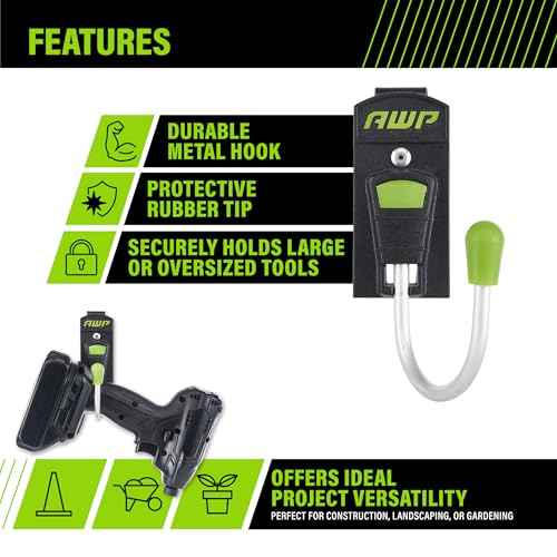 AWP Monster Tool Hook, Heavy-Duty Metal Clip-On Swiveling Belt Hook for Work Belts, Durable Holder for Tools, Hammer, Drill, or Electrical Accessories, L-93333-1