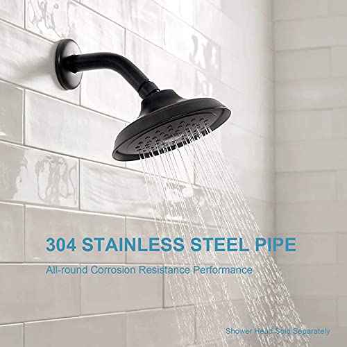 OFFO Shower Arm with Flange, 6 in Wall Mount Replacement Angle Shower Head Arm Wall-Mounted For Fixed Shower Head & Handheld Showerhead, Matte Black