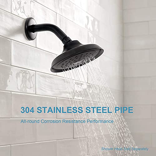 OFFO Matte Black 6-Inch Shower Arm with Flange Wall Mount Replacement for Fixed & Handheld Showerheads