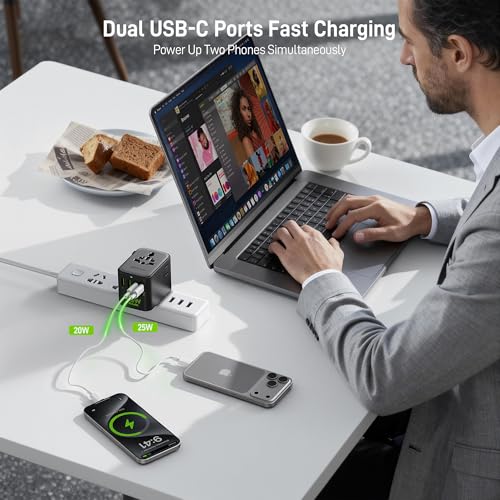 EPICKA Pulse Duo 45W Travel Adapter Black - Universal Power Charger with USB-C & USB-A Ports