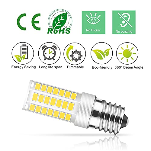 TAIYALOO E17 LED Dimmable Microwave Light Bulb 5W 6000K Daylight 40W Replacement 2-Pack