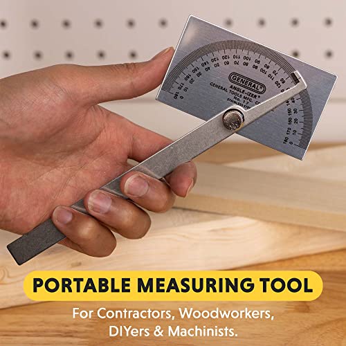 General Tools Square Head Protractor & Angle Finder for Carpentry & Framing - 6" Arm (Variation: Square Head / Angle Finder)