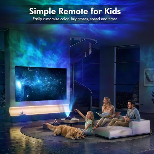 Rossetta Space Black Dual Lens Galaxy Star Projector Night Light with Aurora & Bluetooth