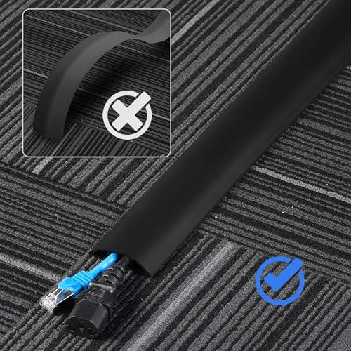 ZhiYo 4ft Black Floor Cord Cover for Cable Management - 2" W x 4' L