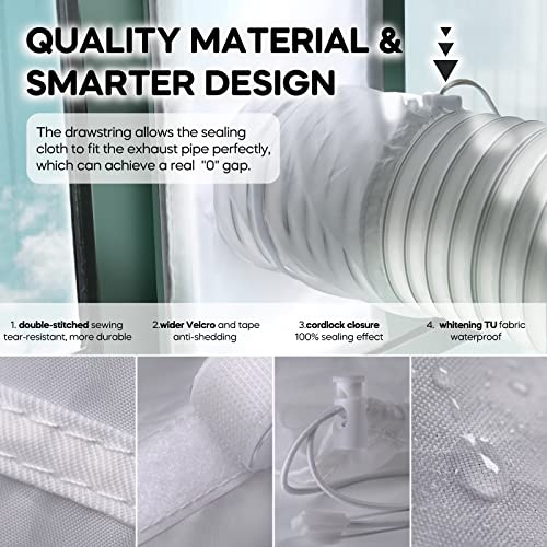 Loviga White Portable AC Window Vent Kit 10x64 Inch Adjustable Sealing