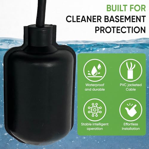 PumpSpy 10ft Piggyback Tether Float Switch for Sump & Sewage Pumps