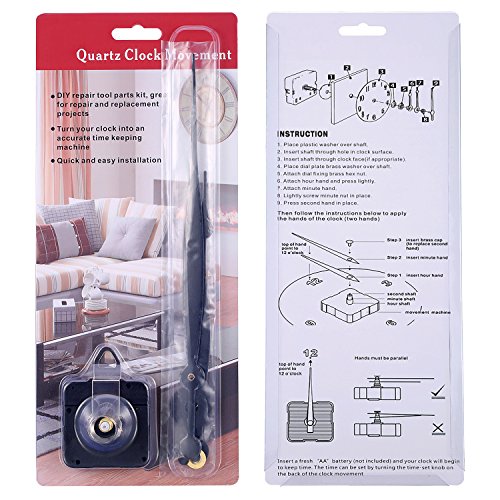 High Torque Quartz Clock Movement Replacement Kit with 20mm Shaft & Long Hands