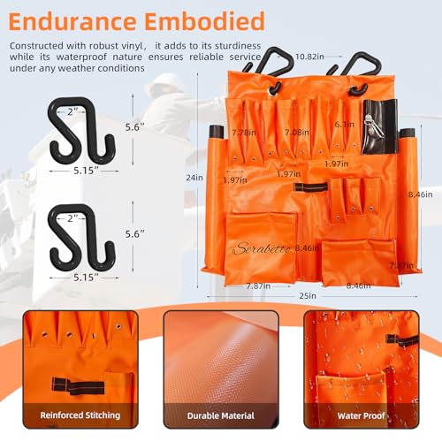 SERABETTO Lineman Tool Board Apron with Two 2" Hooks - Tool Organizer for Bucket Truck