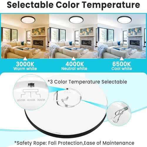 libtit 12 inch Flush Mount LED Ceiling Light Fixture, 3000K 4000K 6500K Adjustable, 28W 3200lm Oil Rubbed Bronze Round Lighting Fixtures for Bathroom Shower Hallway Kitchen, 2 Pack