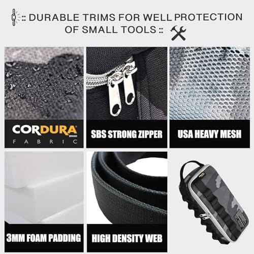 Rough Enough Small Tool Bag Pouch Organizer Box for Motorcycle Road Bike Electricians Camping with Handle and Tactical Molle 12 Inch in Black Camo Cordura