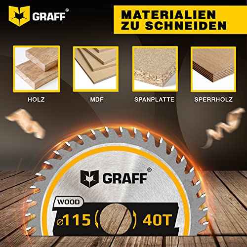 4-1/2 Inch Angle Grinder Circular Saw Blade for Wood, Plywood, Laminate, Drywall, Plastic ? 40-Teeth Wood Cutting Disc with 7/8 Inch Arbor from GRAFF