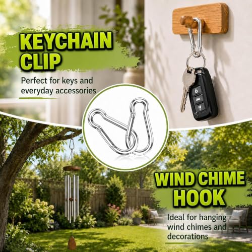 High-PQ 50PCS M5 Heavy Duty Spring Snap Hooks Carabiner Clips Silver