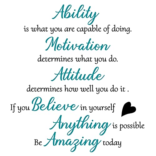 3 Sheets Vinyl Quotes Stickers, Inspirational Saying Wall Decals for Home, Office, School, Teen Dorm Room