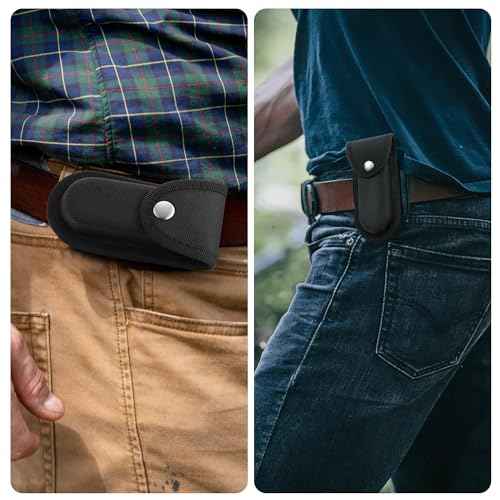 Nylon Pocket Knife Sheath, 5''-5.5'' Multitool Pouch, Folding Knife Belt Sheath with Snap Closure and Horizontal or Vertical Carry Belt Loop, Multitool Case for Outdoor or Daily Use, Larger Size