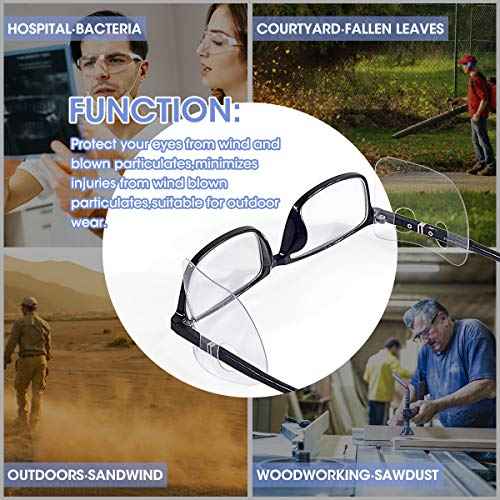 Touri 20 Pairs Clear Slip-On Protective Safety Side Shields for Glasses Fits Small to Medium Eyeglasses for Keeping Your Eyes Safe