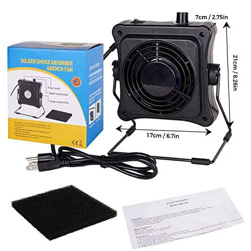 Noah Fume Extractor Solder Smoke Absorber Remover, Soldering Fan Smoke Absorber, 110V 23W Quiet DIY Working Fan for Soldering Station,Black