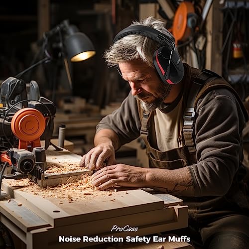 ProCase Hearing Protection Ear Muffs Red 1 - Noise Cancelling Headphones SNR 33dB