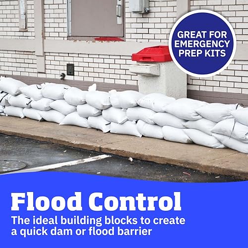 White Heavy Duty Sandbags with Ties - 14x26 Inches, Pack of 10 | DURASACK