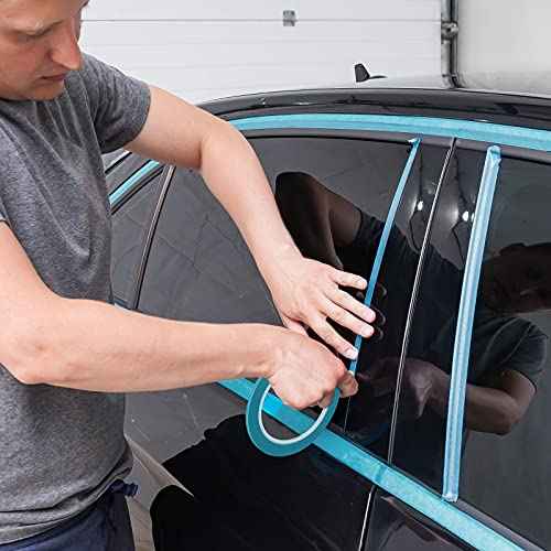 5 Rolls of Vinyl Tape Masking Tape Automotive Car Auto Paint for Curves, High Temperature Vinyl Low Tack(1/8 inch,Blue)