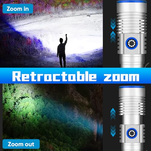 NAKCNM Rechargeable Flashlights High Lumens, 2 Pack 2500 Lumens 4 Modes, Small Magnetic Flashlight Pocket with Clip & Diffuser, Handheld Flashlight Lantern for Camping(Black&Silver)