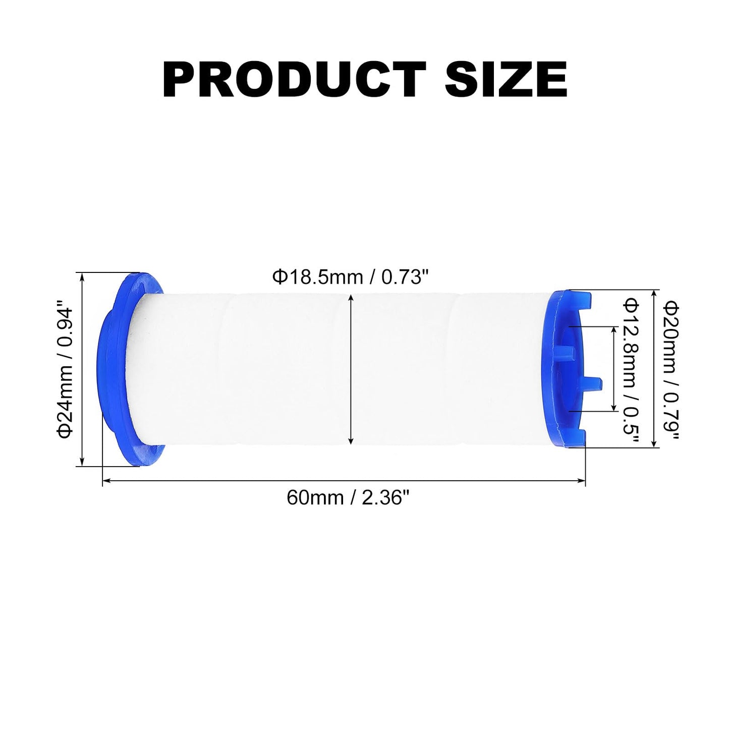 uxcell 12 Pcs Shower Head Filter 2.4 Inch PP Cotton Filter Cartridge Replacement High-Pressure Handheld Fan Shower Jet Sets
