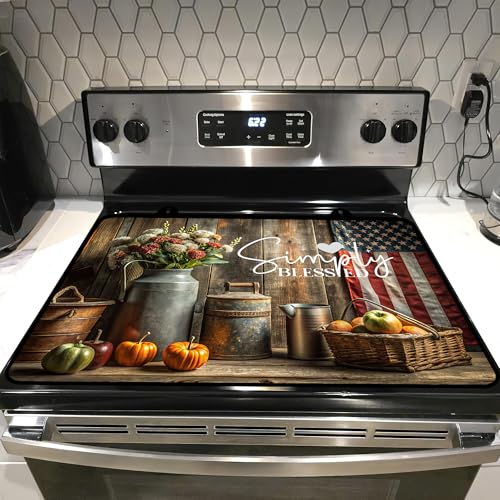Stove Top Covers for Electric Stove 28x20 in | YKNBYAH Simply Blessed Rustic Items