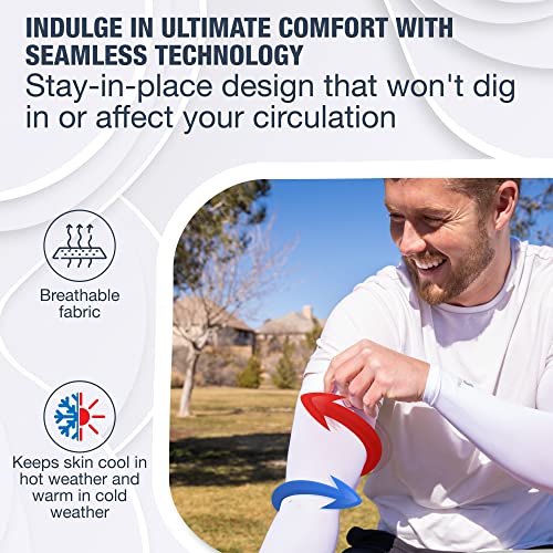 SportsTrail Unisex Cooling Arm Sleeves - Breathable UV Sun Protection, 1 Pair, White, One Size
