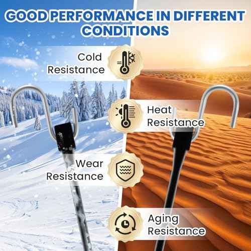 ROBLOCK 31" (20 Packs) Bungee Cords with Hooks Rubber Tarp Straps with 150% Max Stretch, 100% EPDM Bungee Cords with Metal Crimped S Hooks, Ideal for Securing Tarps, Cargo, Canvases, Weatherproof
