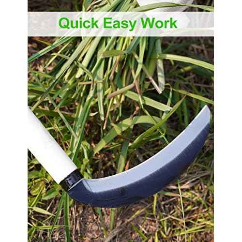 TOYPOPOR Carbon Steel Grass Sickle, 15'' Japanese Gardening Weeding Weeder, Garden Hand Tool, Farming Weed Remover, Scythe Blade Cutter, Manual Mowing Blade Cutter, Thick Blade Gardening Quick Work