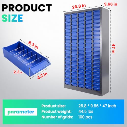 QUARPAL 100-Drawer Parts Cabinet - 500 Dividers, Steel Tool Storage Organizer