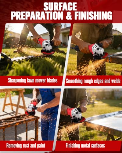 AVID POWER Red 7.5-Amp 4-1/2 Inch Angle Grinder with Grinding & Cutting Wheels