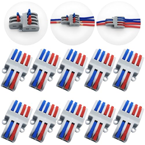 CESFONJER Set4 Compact Wire Connectors 2 in 4 Out Lever Nut Terminal Blocks