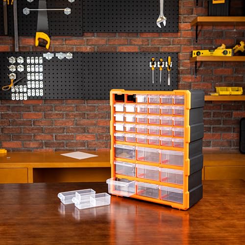 Amazon Basics 39-Drawer Wall Mount Cabinet Organizer, 15" L x 6.3" W x 18.6" H