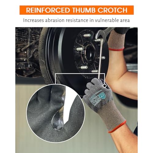 A7 Cut Resistant Work Gloves, 3 Pairs Nitrile Coated Cutting Glove for Woodworking,Construction,Fishing,Metalwork