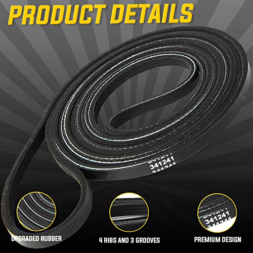 Seentech 341241 Dryer Drum Belt - 1 Pack, 92.25", 4-rib for Whirlpool/Kenmore