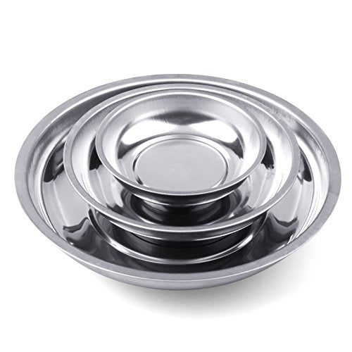 HORUSDY 3-Piece Magnetic Parts Tray Set - Round Stainless Steel Organizer